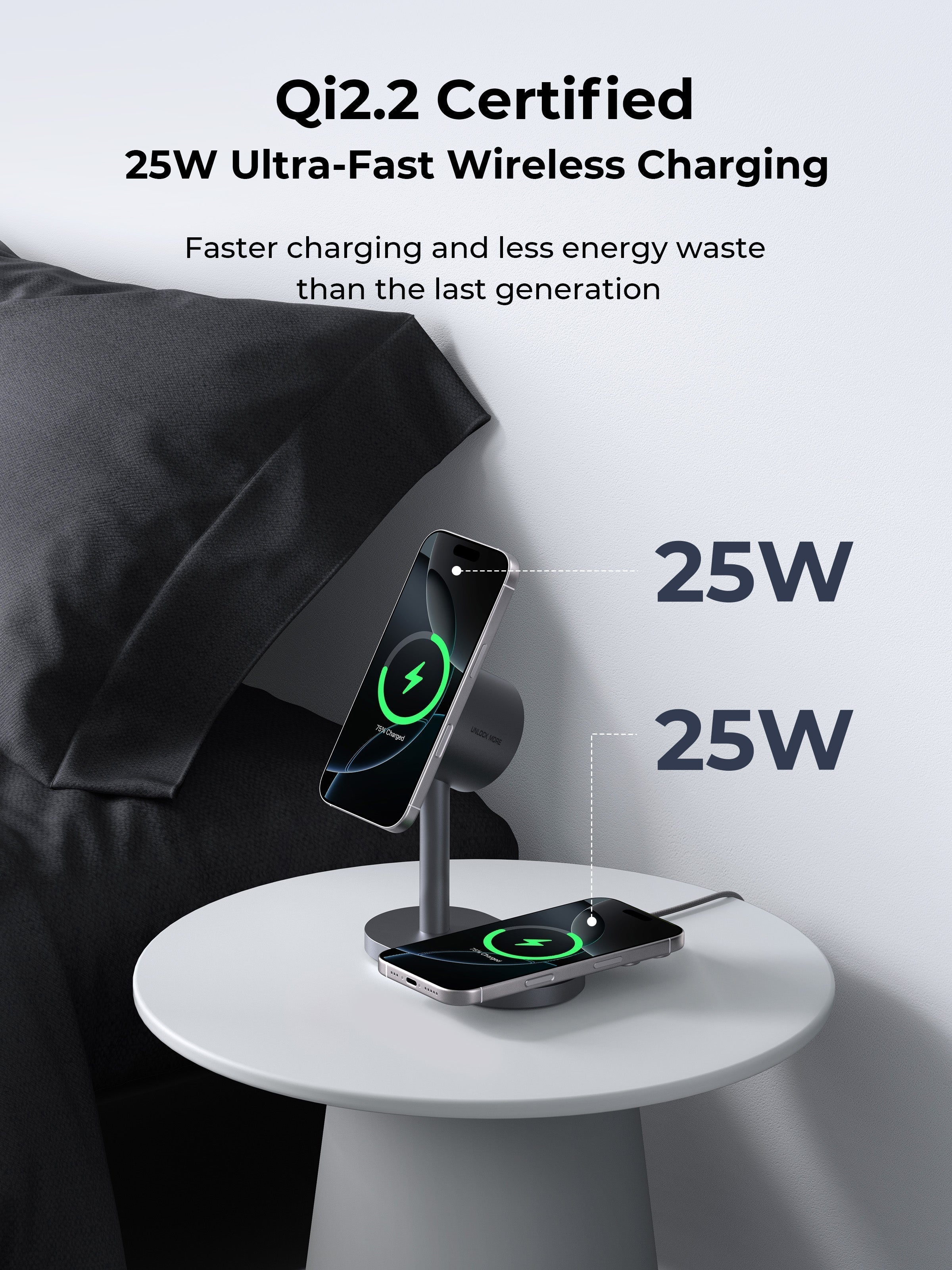 AUKEY Qi2.2 MagFusion 2X Wireless Charging Station 2-in-1 Magnetic Wireless Charger LC-MC213 (Wall Charger Not Included)