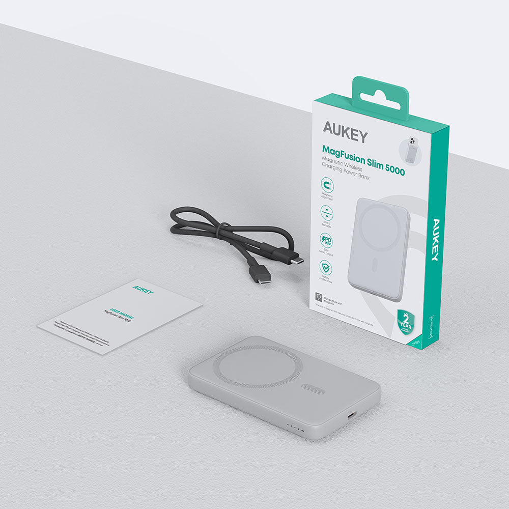 AUKEY MagFusion 5000 Slim 5000mAh Magnetic Wireless Charging Power Bank PB-MS03