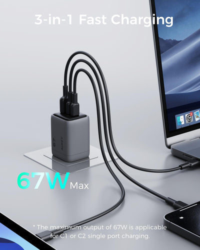 AUKEY Comet Mix 3 67W  PD Wall Charger with GaN Technology PA-C3