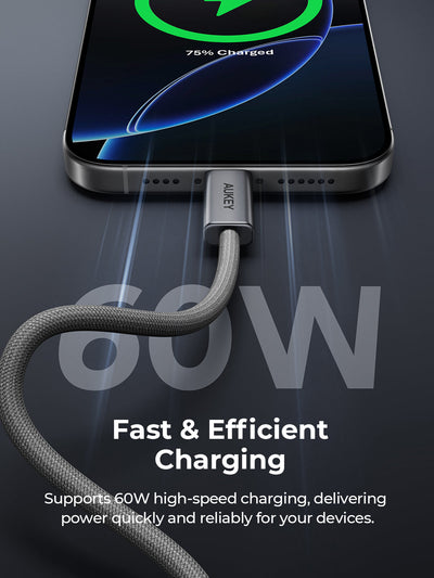 AUKEY CB-DCC061 Circlet Blink 60W 1m DTY Braided USB-C to USB-C Cable
