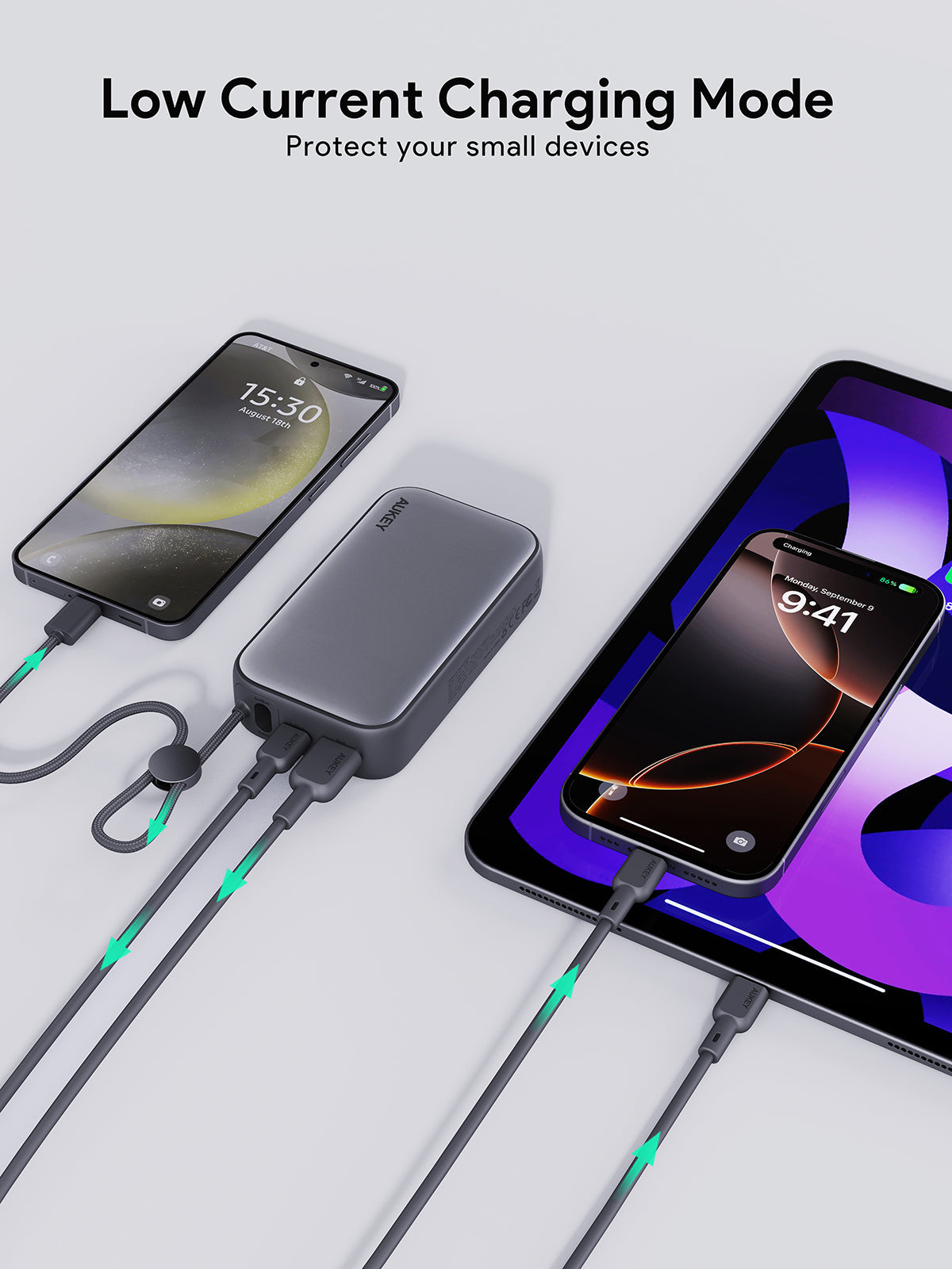 AUKEY Spark Sling 10000 Compact Fast Charging Power Bank  with Built-in USB-C Cable PB-Y47