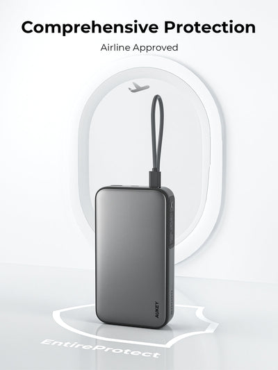 AUKEY Spark Sling 20000 Compact Fast Charging Power Bank  with Built-in USB-C Cable PB-Y48
